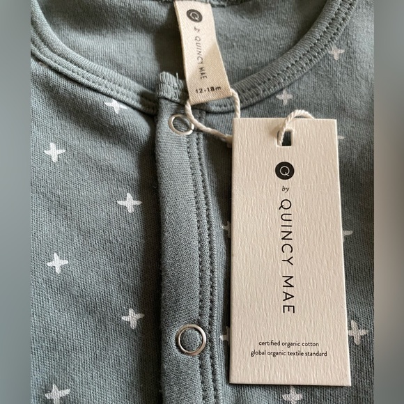 🆕 *FINAL* Quincy Mae footed sleeper, Color: Sea, Plus design, organic cotton PJ - Picture 3 of 11